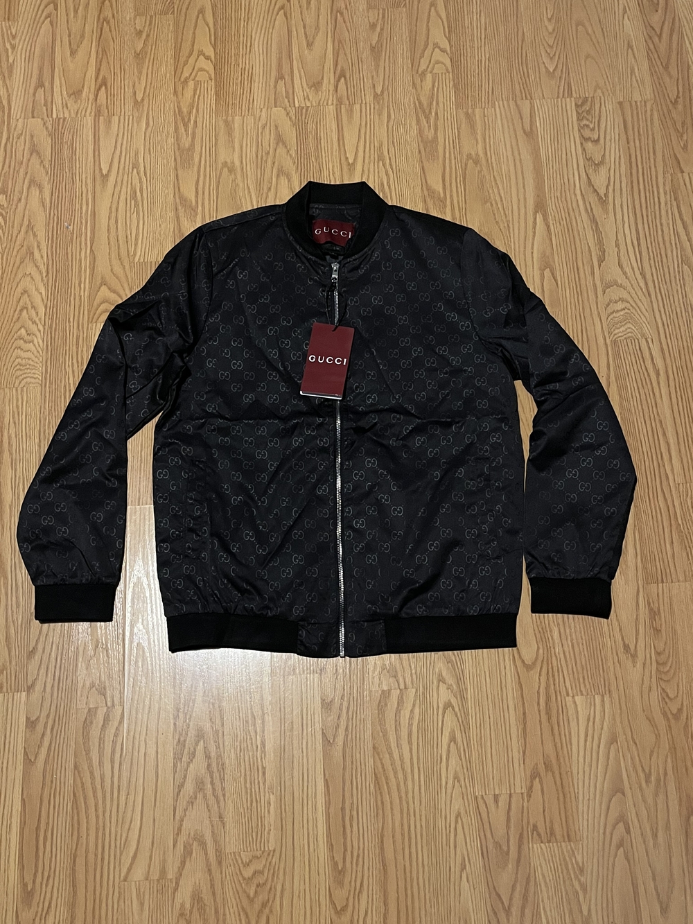 Gucci Black Monogram Bomber Jacket